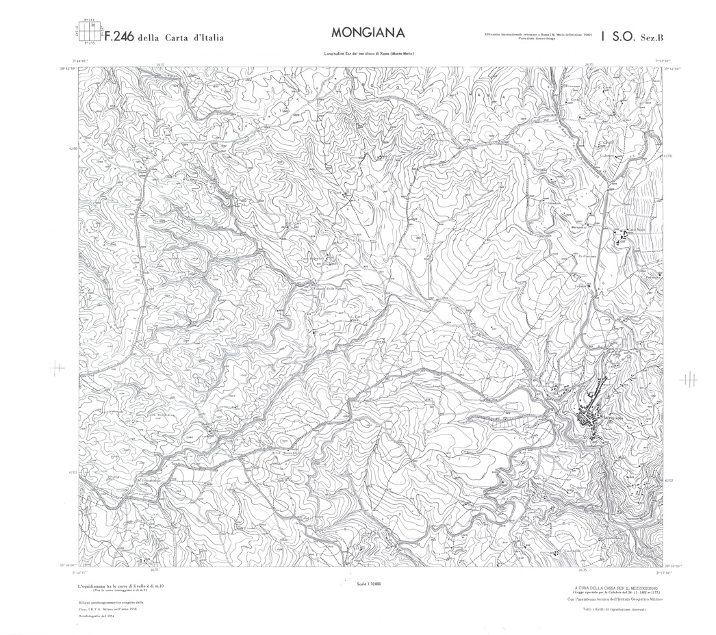 (N:36613) CALABRIA  FOGLIO 246 I SO SEZ B MONGIANA (SE009372) Carte e stampe antiche: riproduzione a colori su carta (formato A1)