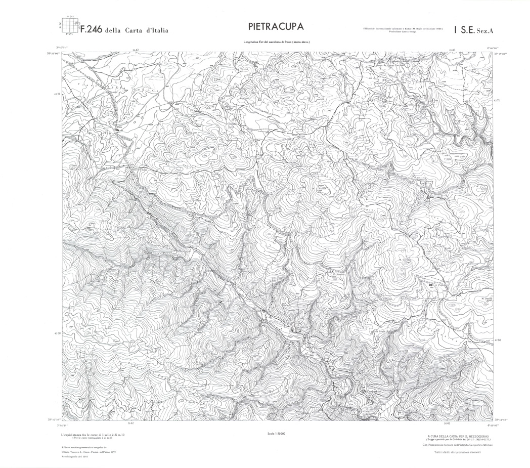 (N:36615) CALABRIA  FOGLIO 246 I SE SEZ A PIETRACUPA (SE009374) Carte e stampe antiche: riproduzione a colori su carta (formato A1)