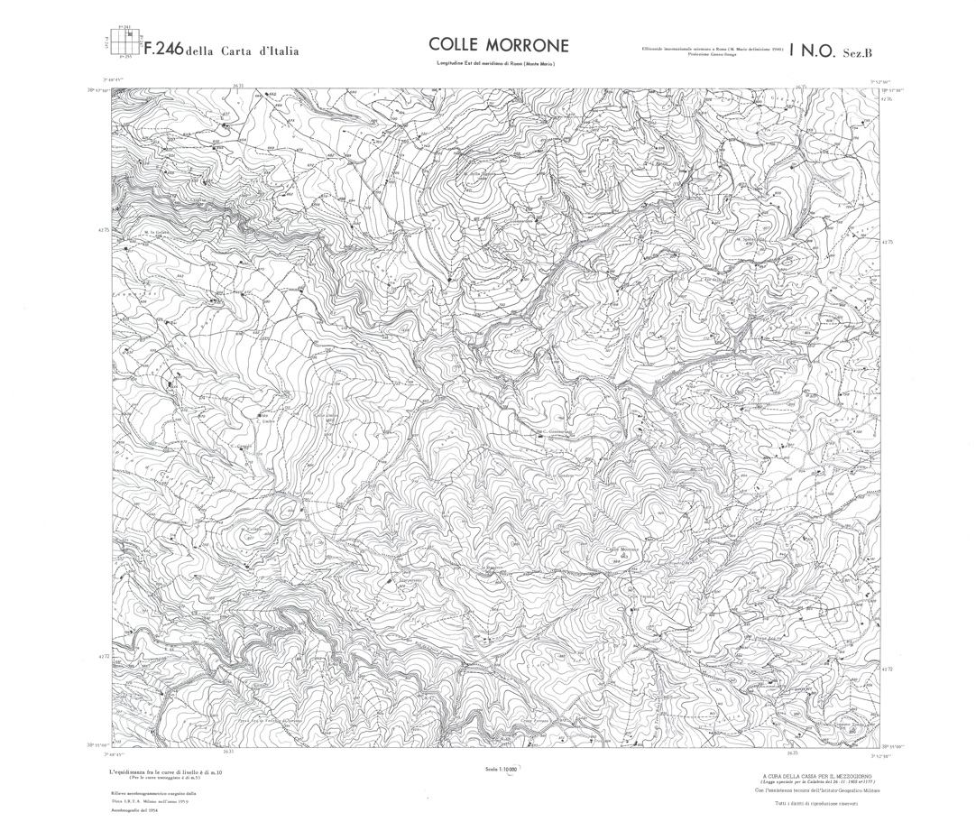 (N:36618) CALABRIA  FOGLIO 246 I NO SEZ B COLLE MORRONE (SE009377) Carte e stampe antiche: riproduzione a colori su carta (formato A1)