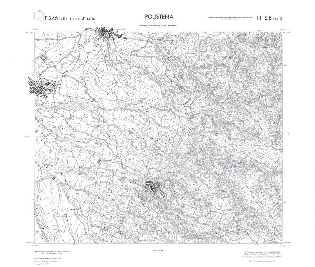 (N:36643) CALABRIA  FOGLIO 246 III SE SEZ D POLISTENA (SE009402) Carte e stampe antiche: riproduzione a colori su carta (formato A1)