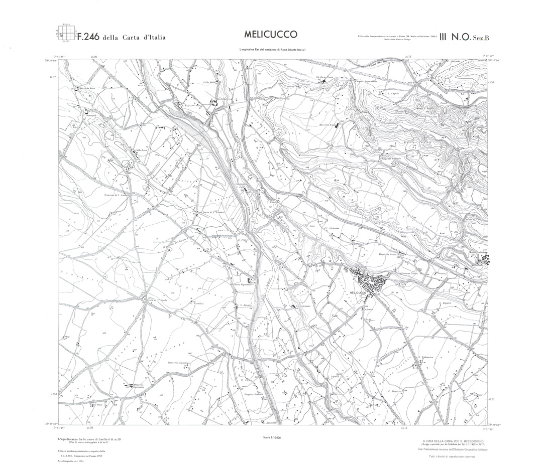 (N:36649) CALABRIA  FOGLIO 246 III NO SEZ B MELICUCCO (SE009408) Carte e stampe antiche: riproduzione a colori su carta (formato A1)
