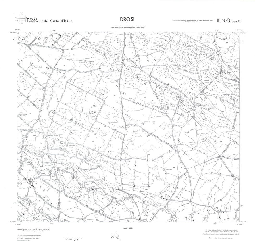 (N:36650) CALABRIA  FOGLIO 246 III NO SEZ C DROSI (SE009409) Carte e stampe antiche: riproduzione a colori su carta (formato A1)