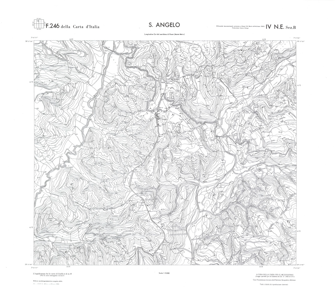 (N:36653) CALABRIA  FOGLIO 246 IV NE SEZ B S. ANGELO (SE009412) Carte e stampe antiche: riproduzione a colori su carta (formato A1)