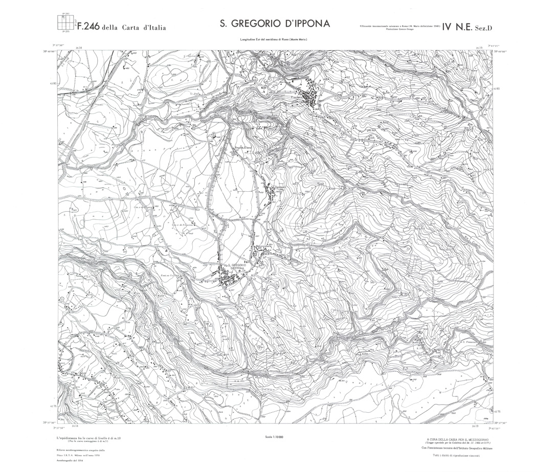 (N:36655) CALABRIA  FOGLIO 246 IV NE SEZ D S. GREGORIO D'IPPONA (SE009414) Carte e stampe antiche: riproduzione a colori su carta (formato A1)