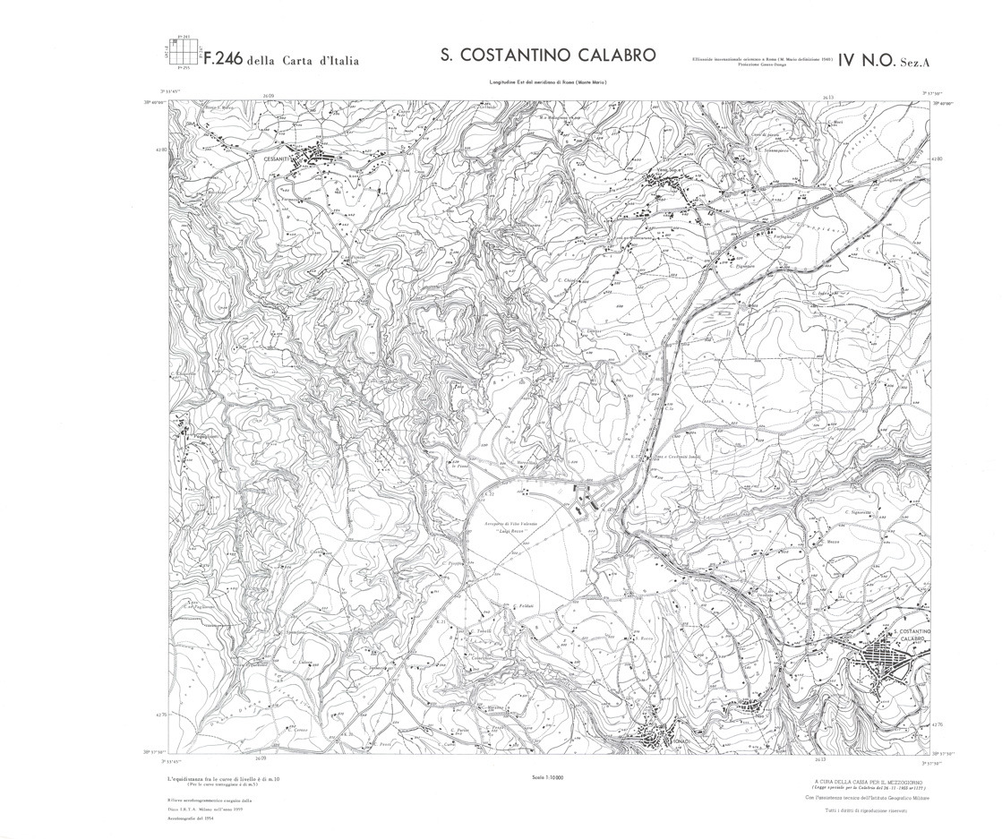 (N:36664) CALABRIA  FOGLIO 246 IV NO SEZ A S. COSTANTINO CALABRO (SE009423) Carte e stampe antiche: riproduzione a colori su carta (formato A1)