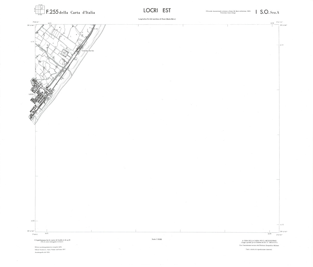 (N:36670) CALABRIA  FOGLIO 255 I SO SEZ A LOCRI EST (SE009429) Carte e stampe antiche: riproduzione a colori su carta (formato A1)