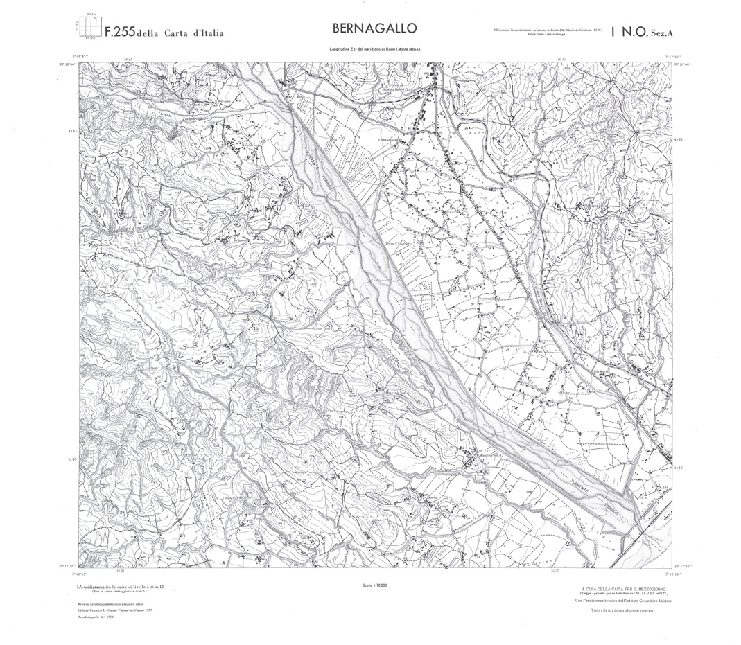 (N:36673) CALABRIA  FOGLIO 255 I NO SEZ A BERNAGALLO (SE009432) Carte e stampe antiche: riproduzione a colori su carta (formato A1)