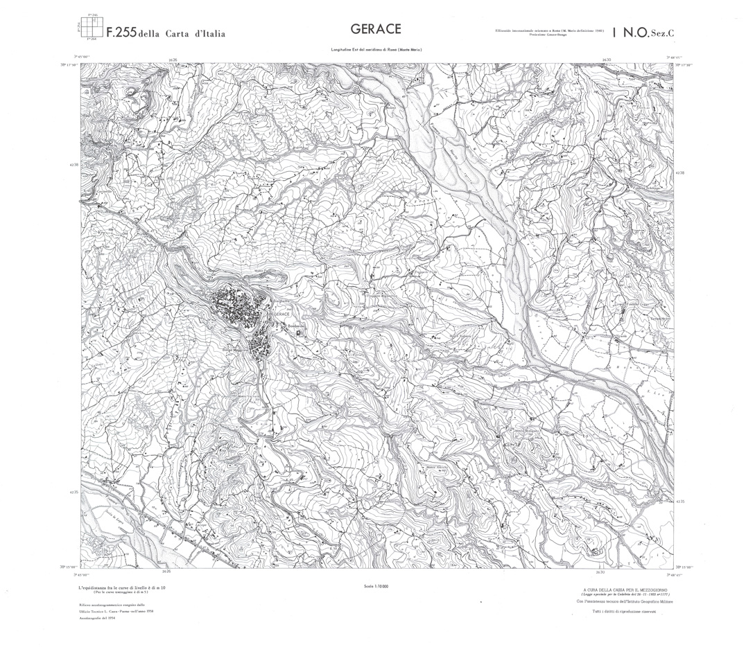 (N:36675) CALABRIA  FOGLIO 255 I NO SEZ C GERACE (SE009434) Carte e stampe antiche: riproduzione a colori su carta (formato A1)