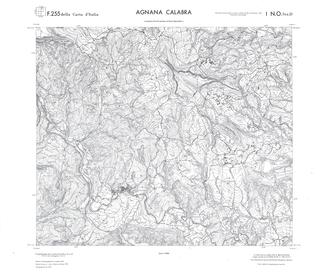 (N:36676) CALABRIA  FOGLIO 255 I NO SEZ D AGNANA CALABRA (SE009435) Carte e stampe antiche: riproduzione a colori su carta (formato A1)