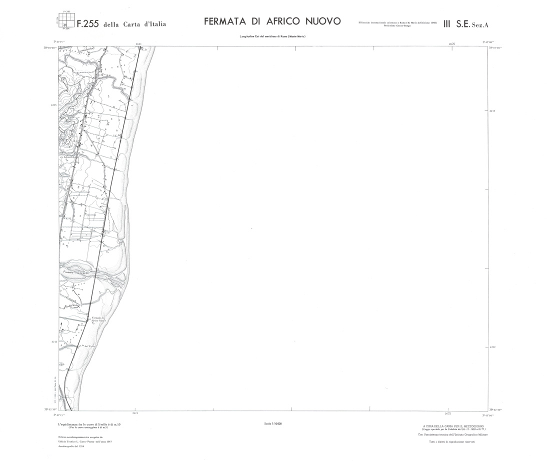 (N:36681) CALABRIA  FOGLIO 255 III SE SEZ A FERMATA DI AFRICO NUOVO (SE009440) Carte e stampe antiche: riproduzione a colori su carta (formato A1)