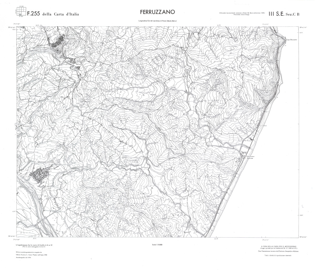 (N:36682) CALABRIA  FOGLIO 255 III SE SEZ B-C FERRUZZANO (SE009441) Carte e stampe antiche: riproduzione a colori su carta (formato A1)