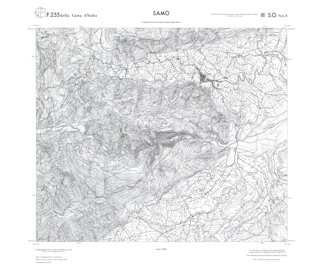 (N:36684) CALABRIA  FOGLIO 255 III SO SEZ A SAMO (SE009443) Carte e stampe antiche: riproduzione a colori su carta (formato A1)