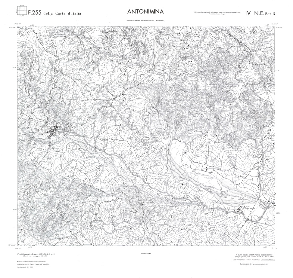 (N:36693) CALABRIA  FOGLIO 255 IV NE SEZ B ANTONIMINA (SE009452) Carte e stampe antiche: riproduzione a colori su carta (formato A1)