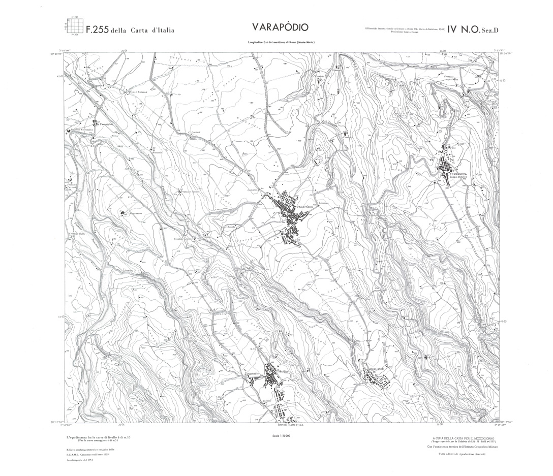 (N:36706) CALABRIA  FOGLIO 255 IV NO SEZ D VARAPODIO (SE009466) Carte e stampe antiche: riproduzione a colori su carta (formato A1)