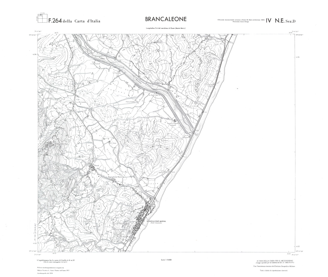 (N:36717) CALABRIA  FOGLIO 264 IV NE SEZ D BRANCALEONE (SE009477) Carte e stampe antiche: riproduzione a colori su carta (formato A1)