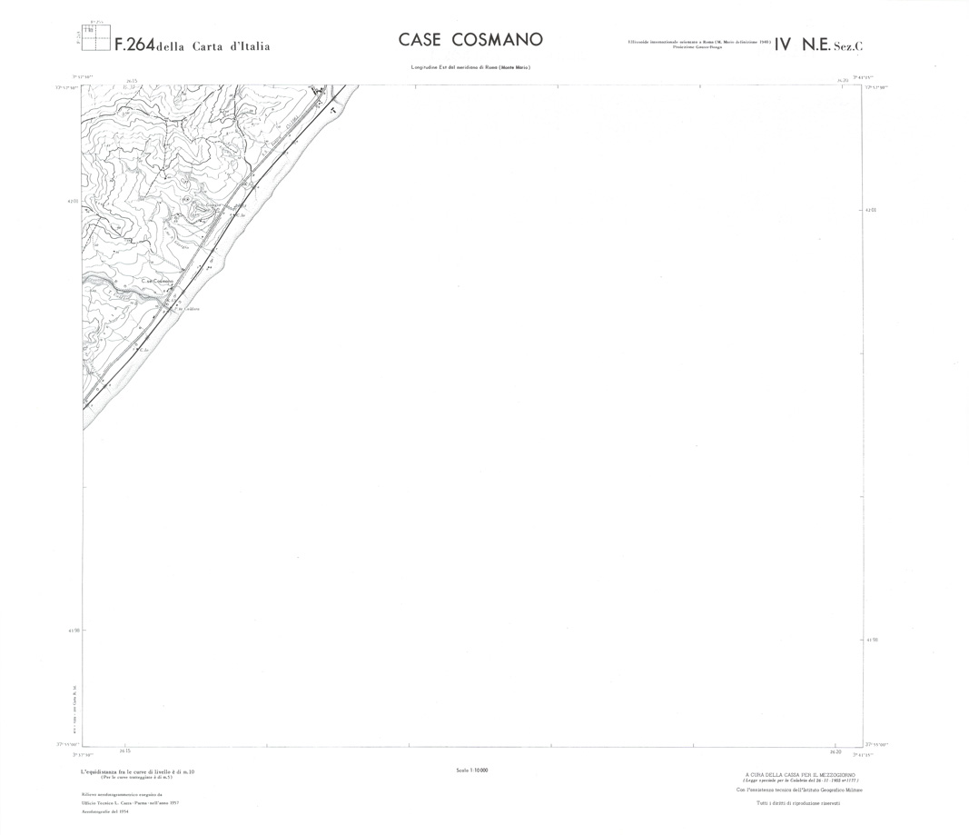 (N:36718) CALABRIA  FOGLIO 264 IV NE SEZ C CASE COSMANO (SE009478) Carte e stampe antiche: riproduzione a colori su carta (formato A1)