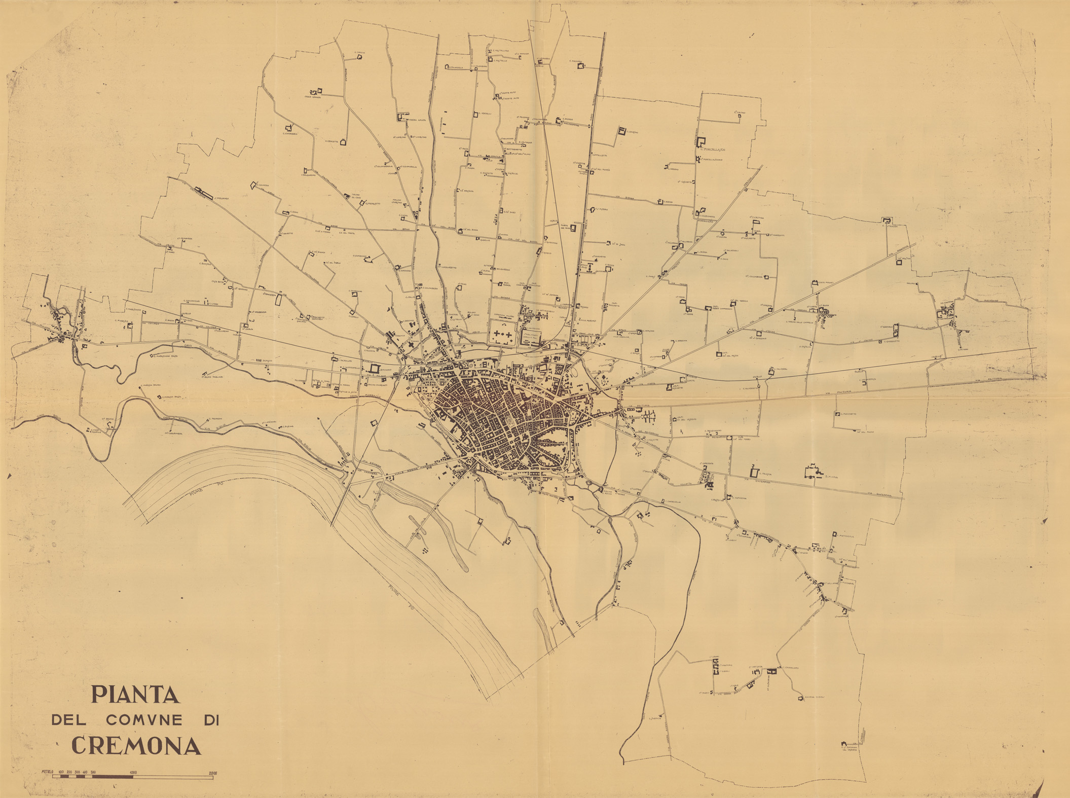 (N:36342) PIANTA DEL COMUNE DI CREMONA (SE009504) Carte e stampe antiche: riproduzione a colori su carta (formato A1)