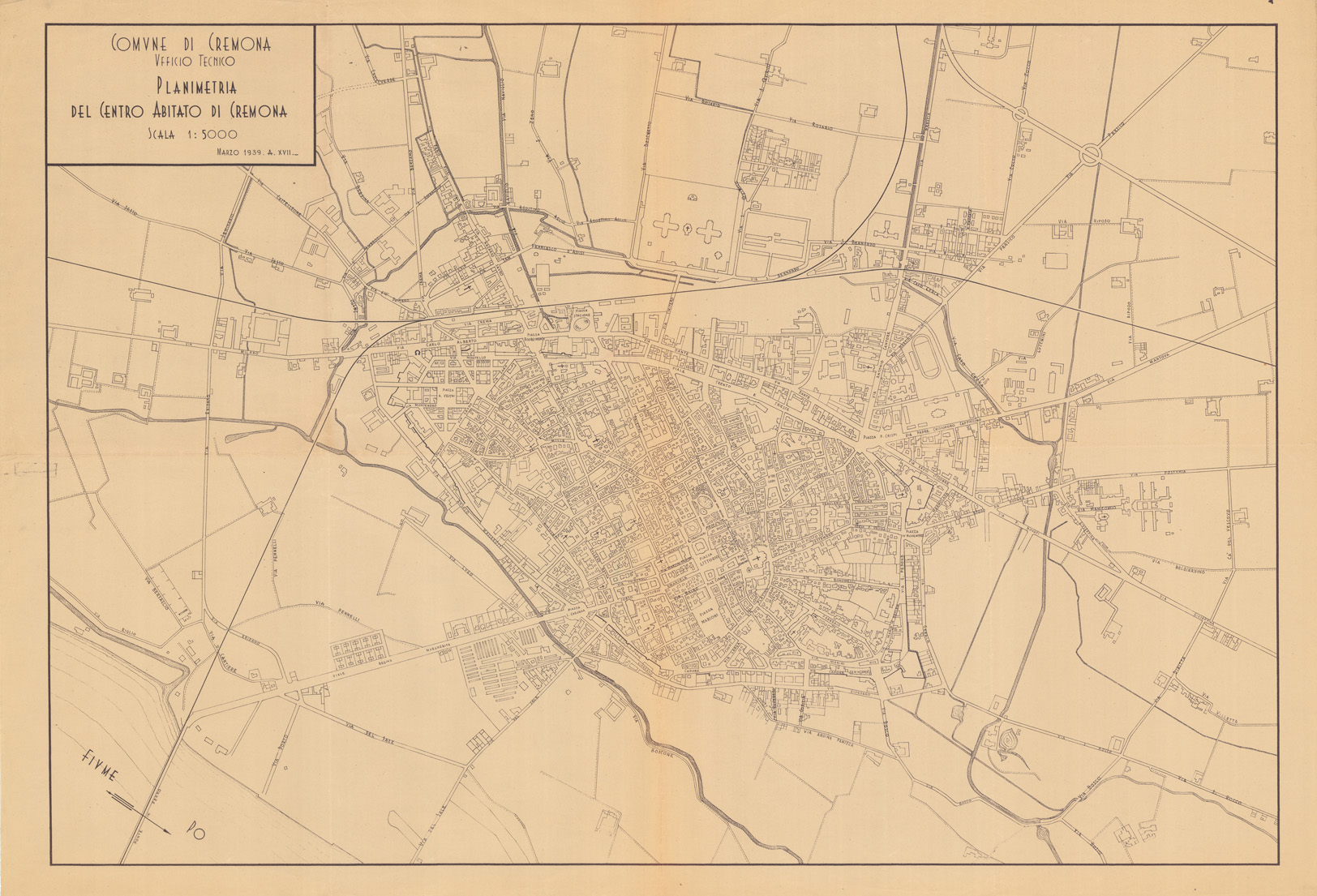 (N:36343) PLANIMETRIA DEL CENTRO ABITATO DI CREMONA (SE009505) Carte e stampe antiche: riproduzione a colori su carta (formato A1)