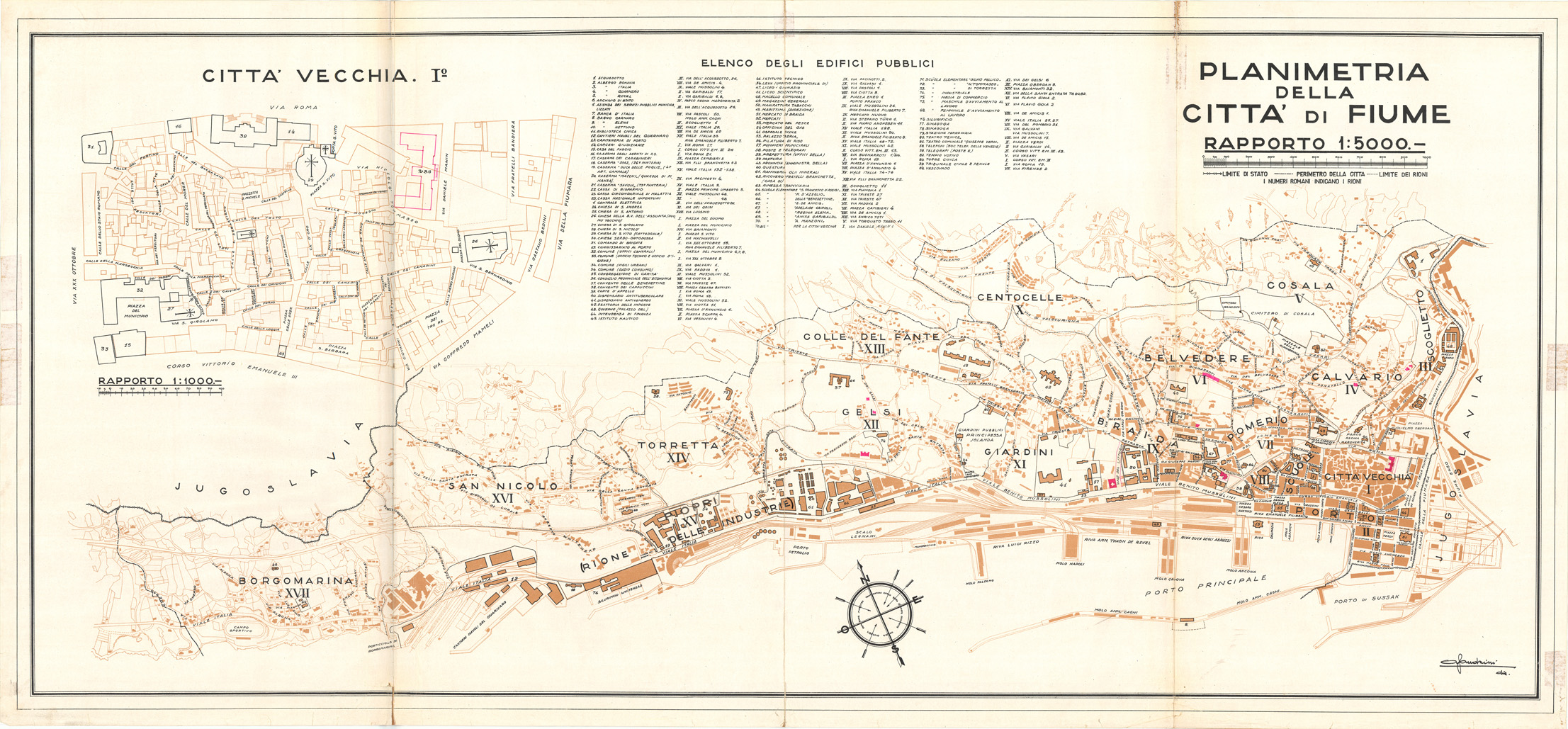 (N:36345) PLANIMETRIA DELLA CITTA' DI FIUME (SE009507) Carte e stampe antiche: riproduzione a colori su carta (formato A1)