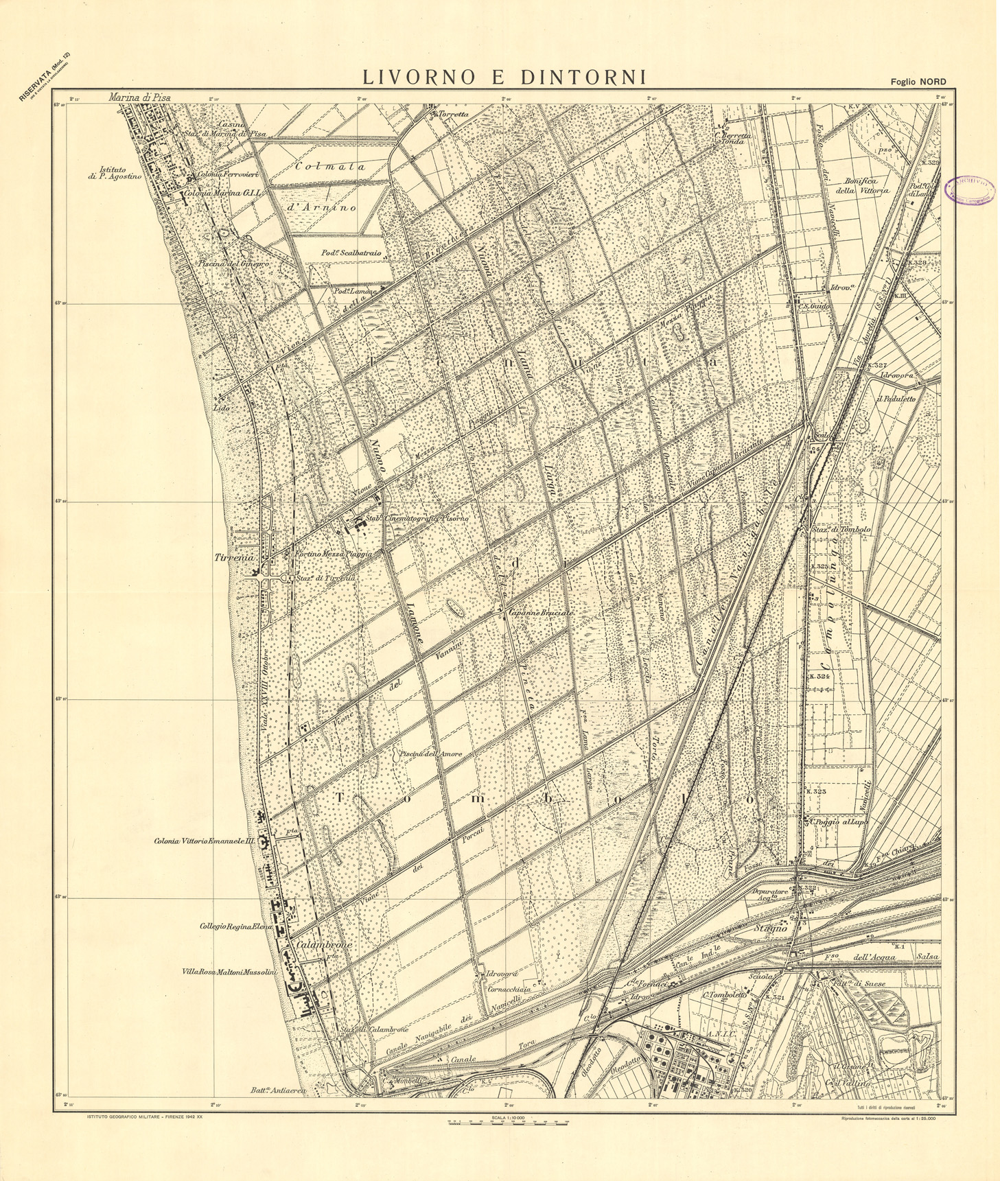 (N:36353) LIVORNO E DINTORNI - FOGLIO NORD (SE009513) Carte e stampe antiche: riproduzione a colori su carta (formato A1)