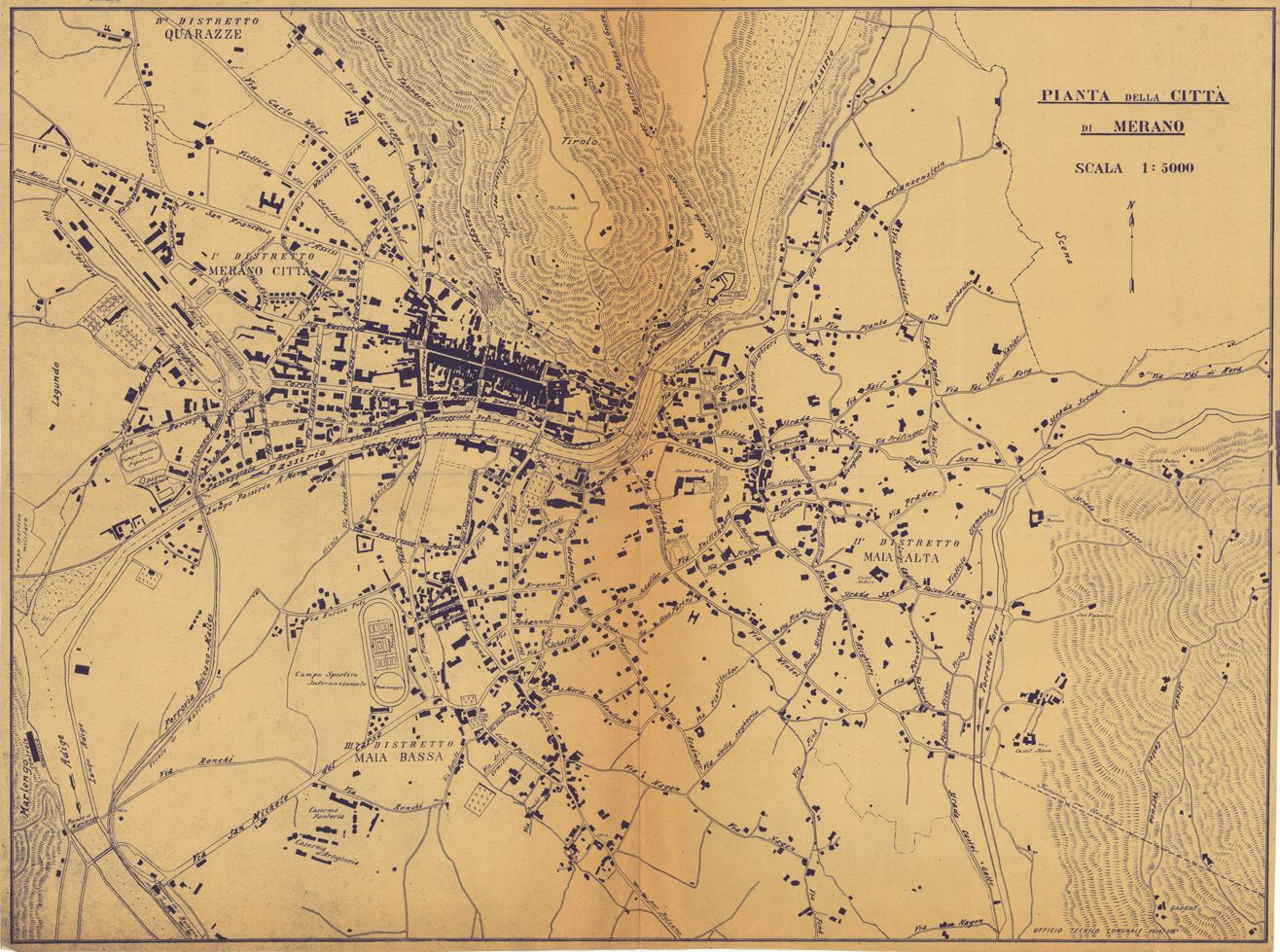 (N:36365) PIANTA DELLA CITTA' DI MERANO (SE009515) Carte e stampe antiche: riproduzione a colori su carta (formato A1)