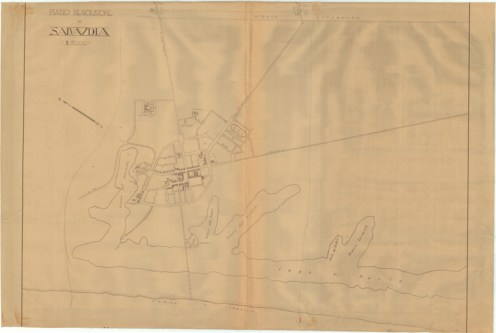 (N:36434) PIANO REGOLATORE DI SABAUDIA (SE009534) Carte e stampe antiche: riproduzione a colori su carta (formato A1)