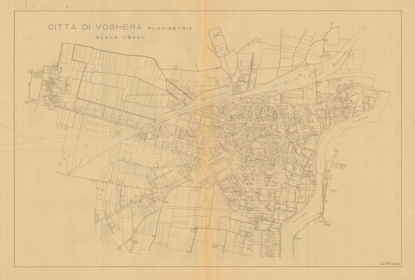 (N:36451) CITTA' DI VOGHERA - PLANIMETRIA (SE009542) Carte e stampe antiche: riproduzione a colori su carta (formato A1)