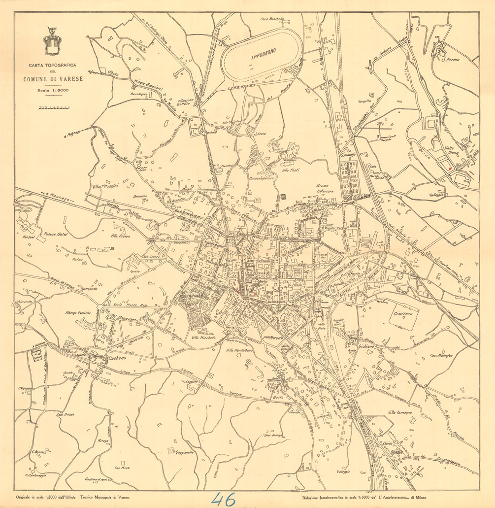 (N:36459) CARTA TOPOGRAFICA DEL COMUNE DI VARESE (SE009543) Carte e stampe antiche: riproduzione a colori su carta (formato A1)