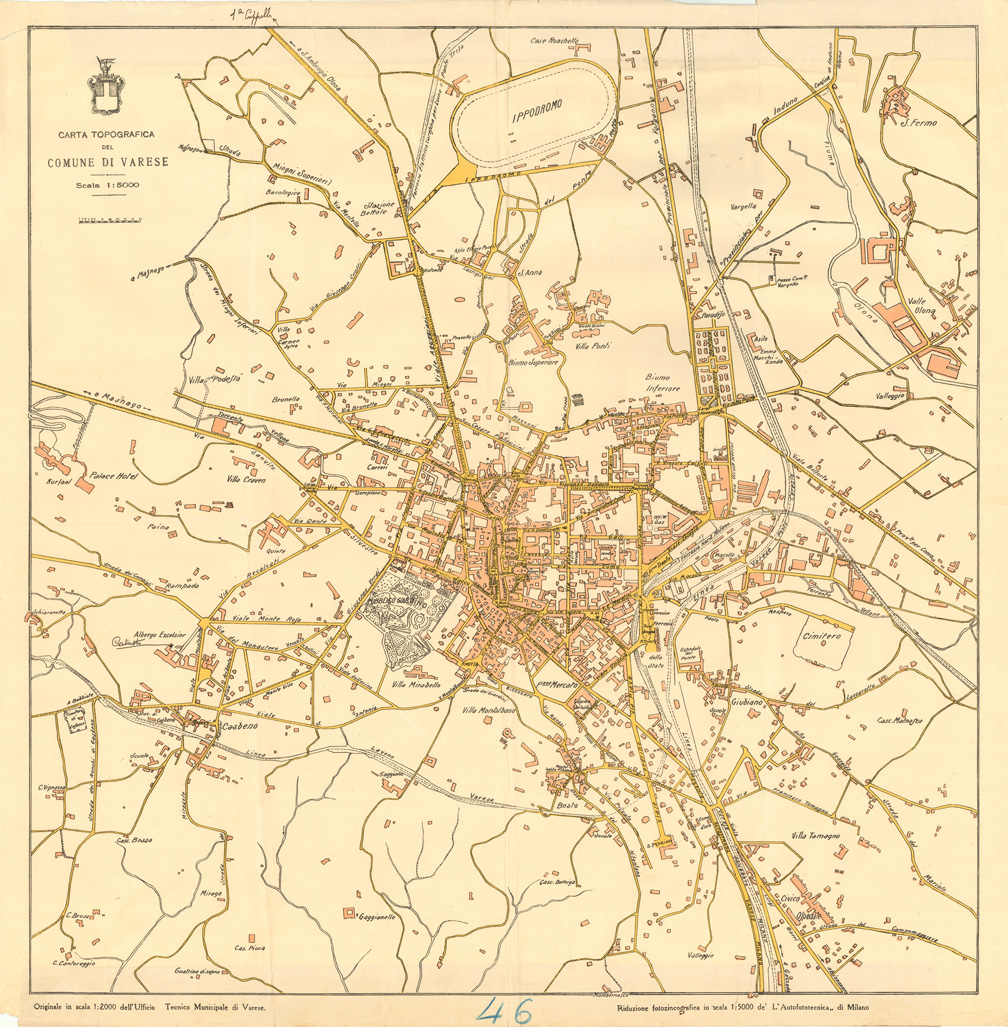 (N:36460) CARTA TOPOGRAFICA DEL COMUNE DI VARESE (SE009544) Carte e stampe antiche: riproduzione a colori su carta (formato A1)