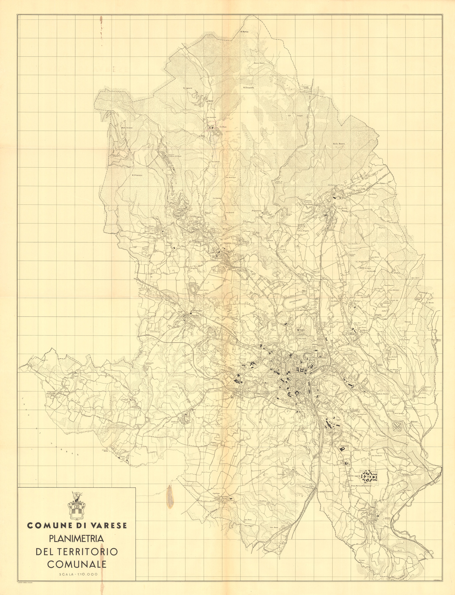 (N:36461) COMUNE DI VARESE - PLANIMETRIA DEL TERRITORIO COMUNALE (SE009545) Carte e stampe antiche: riproduzione a colori su carta (formato A1)