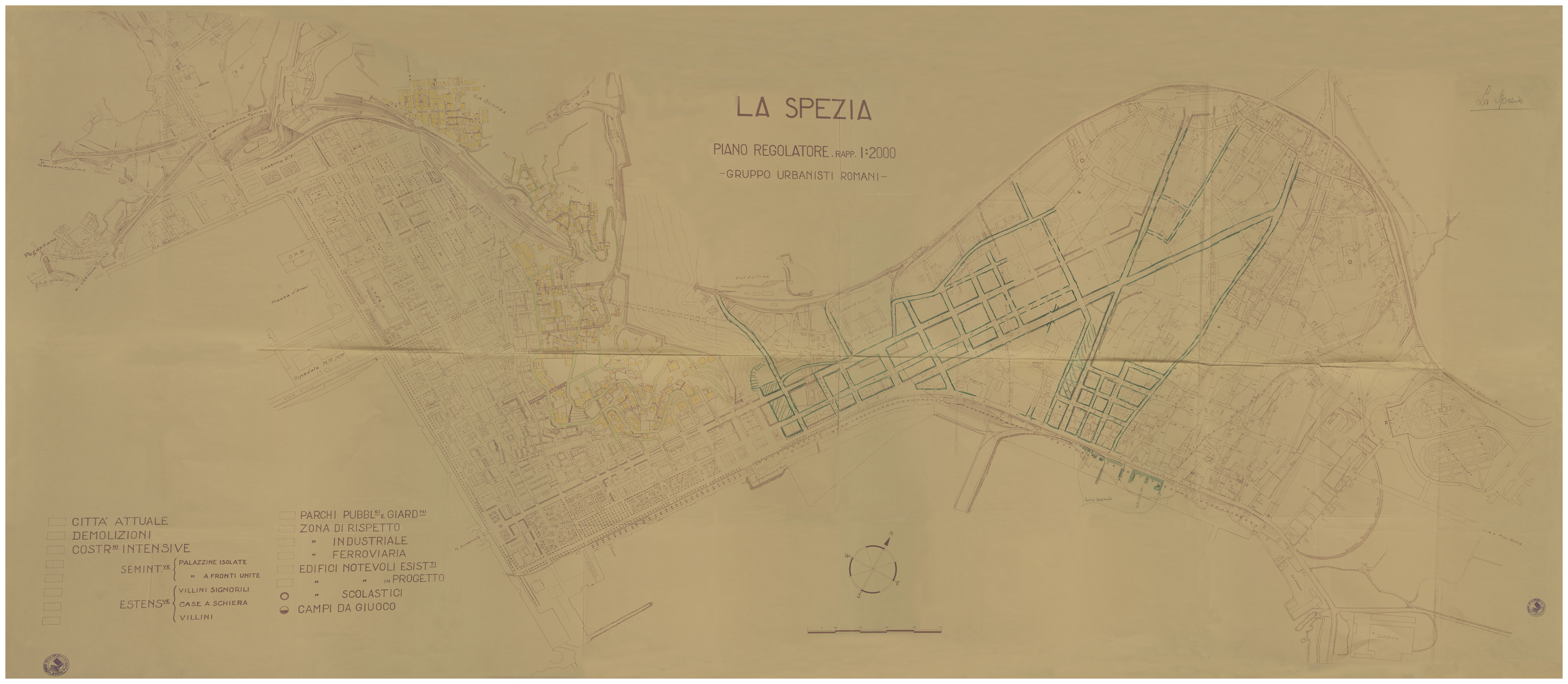 (N:36473) LA SPEZIA - PIANO REGOLATORE (SE009550) Carte e stampe antiche: riproduzione a colori su carta (formato A1)