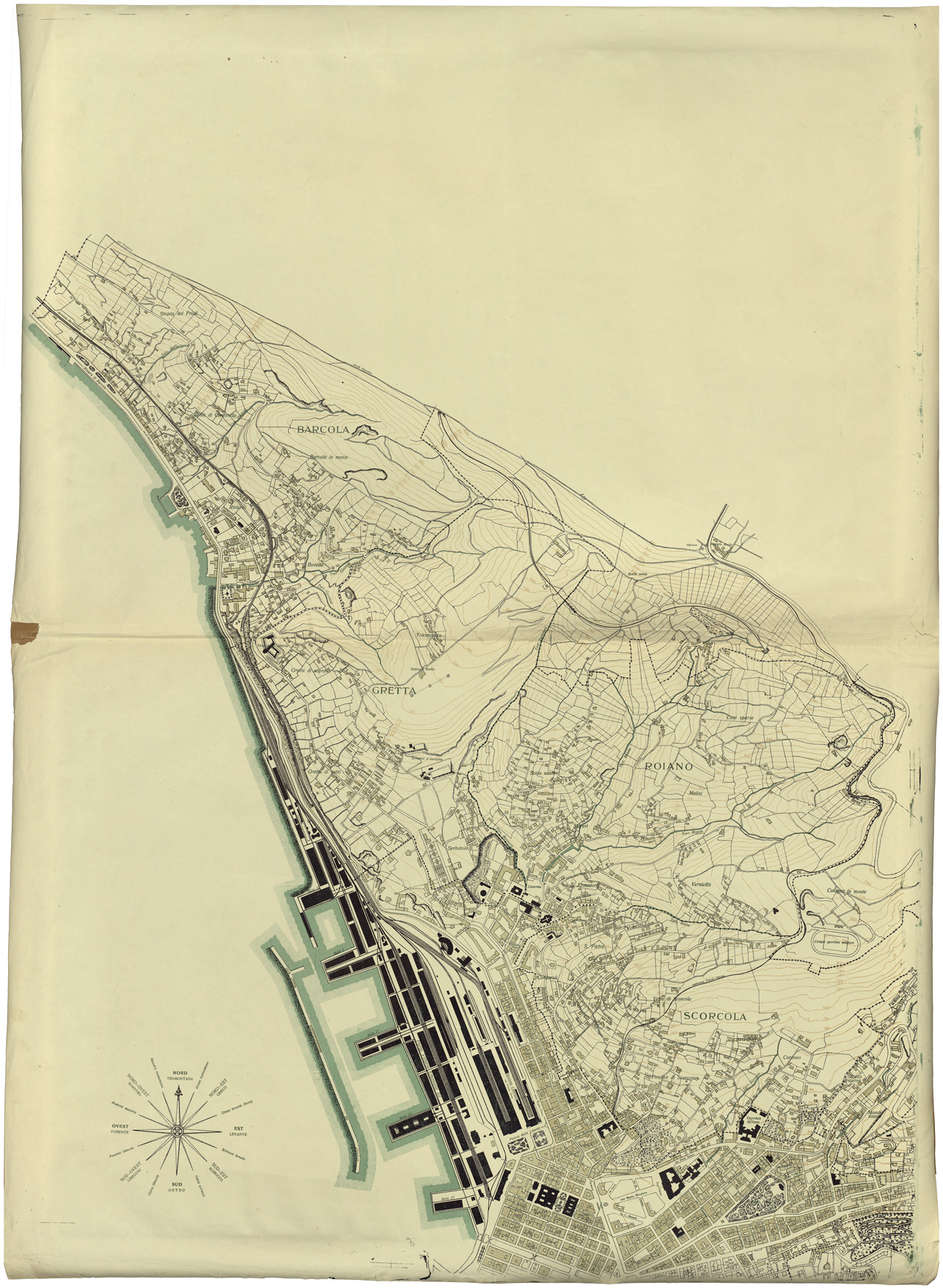 (N:36478) PIANTA DELLA CITTA' DI TRIESTE - TAVOLA 4 (SE009555) Carte e stampe antiche: riproduzione a colori su carta (formato A1)