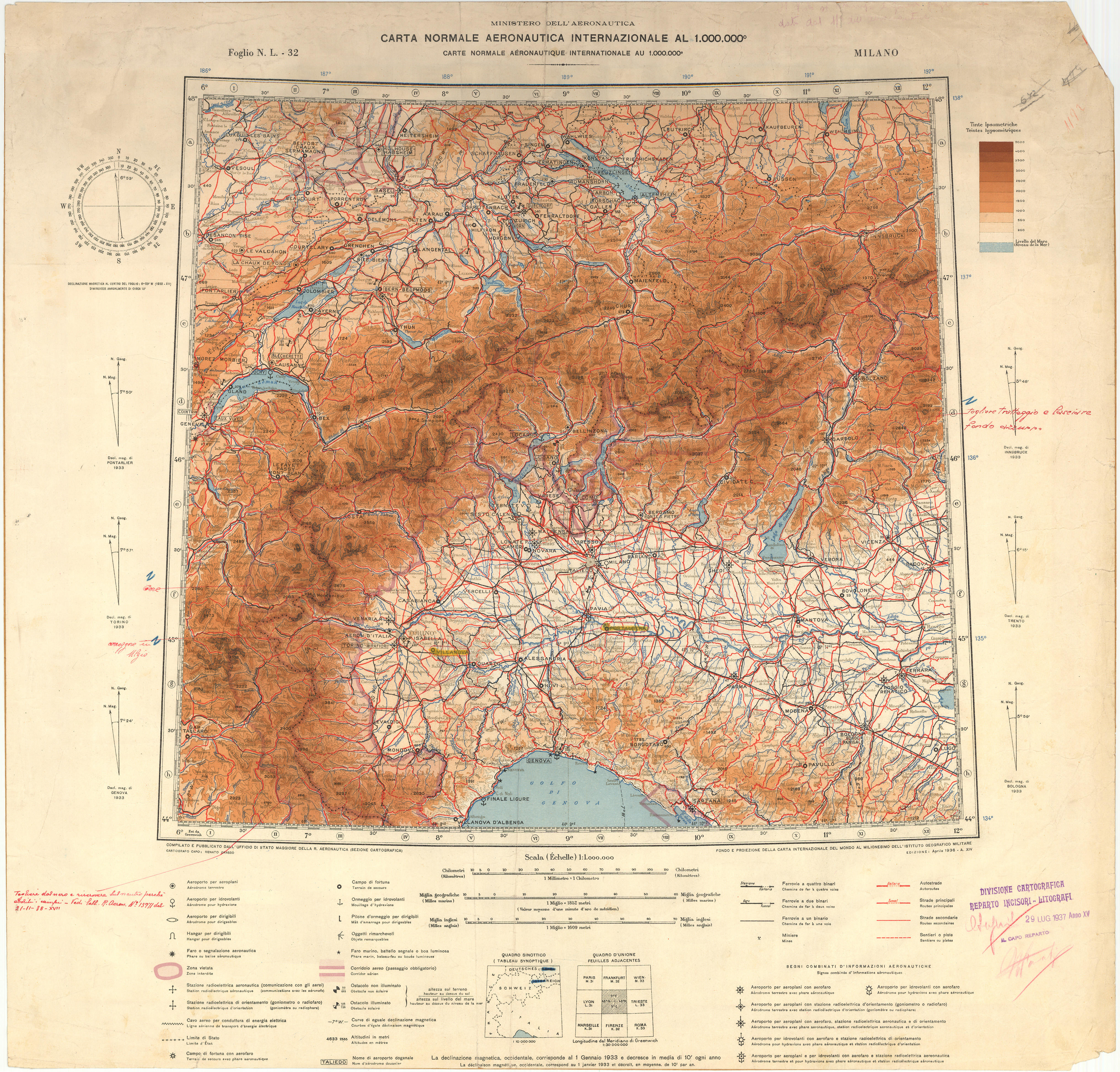 (N:36732) MILIONESIMO INTERNAZIONALE AERONAUTICO - ITALIA E LIBIA - FOGLIO NL 32 MILANO (SE009556) Carte e stampe antiche: riproduzione a colori su carta (formato A1)