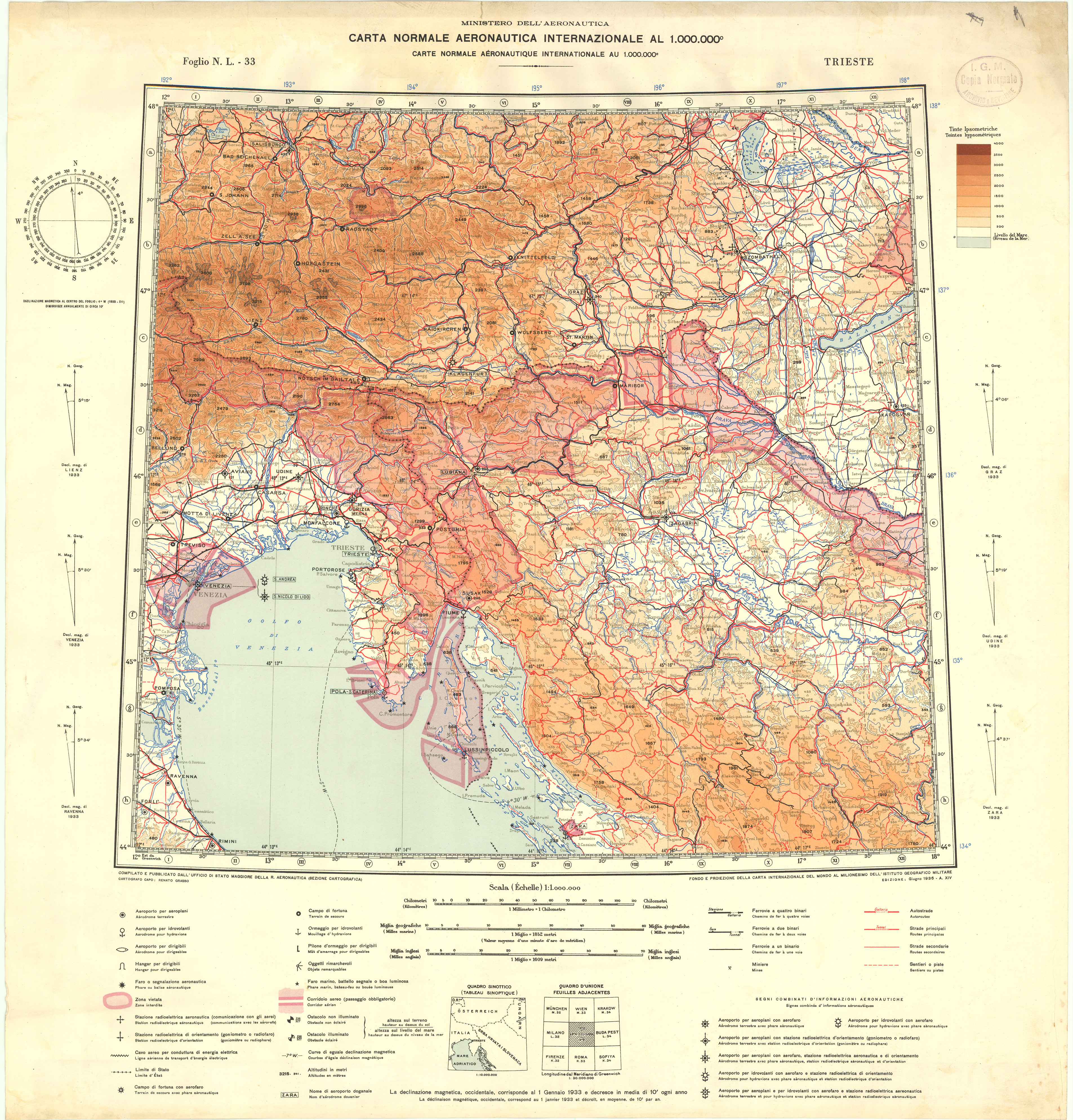 (N:36733) MILIONESIMO INTERNAZIONALE AERONAUTICO - ITALIA E LIBIA - FOGLIO NL 33 TRIESTE (SE009557) Carte e stampe antiche: riproduzione a colori su carta (formato A1)