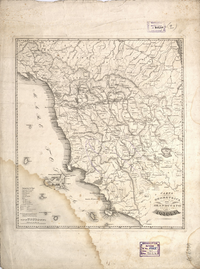 (N:5330) CARTA GEOMETRICA DEL GRANDUCATO DI TOSCANA (B0000083) Carte e stampe antiche: riproduzione a colori su carta (formato A1)