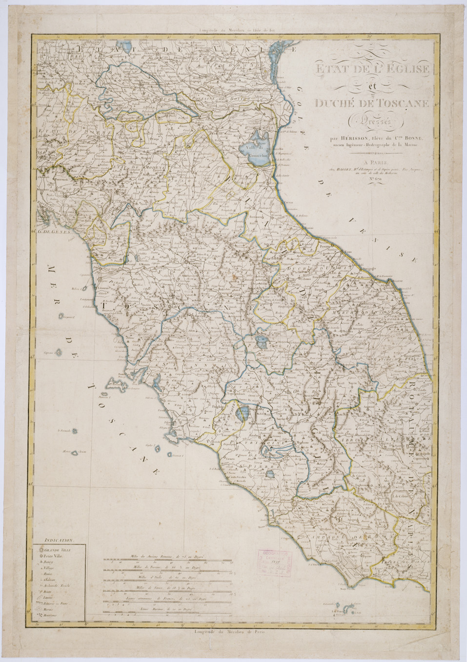 (N:9800) ETATS DE L'EGLISE ET GRAND DUCHE DE TOSCANE (B0000159) Carte e stampe antiche: riproduzione a colori su carta (formato A1)