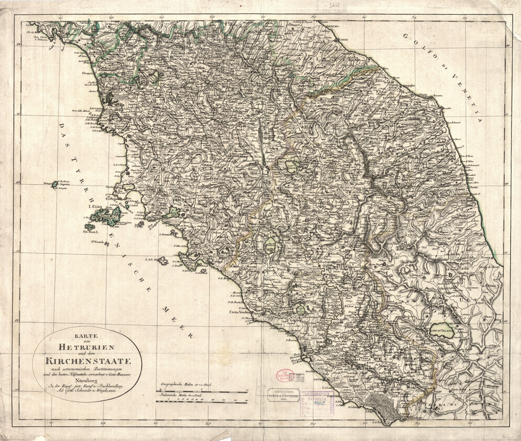 (N:13194) KARTE VON HETRURIEN - Toscana, Lazio, Marche, Umbria, Abruzzo (B0000160) Carte e stampe antiche: riproduzione a colori su carta (formato A1)