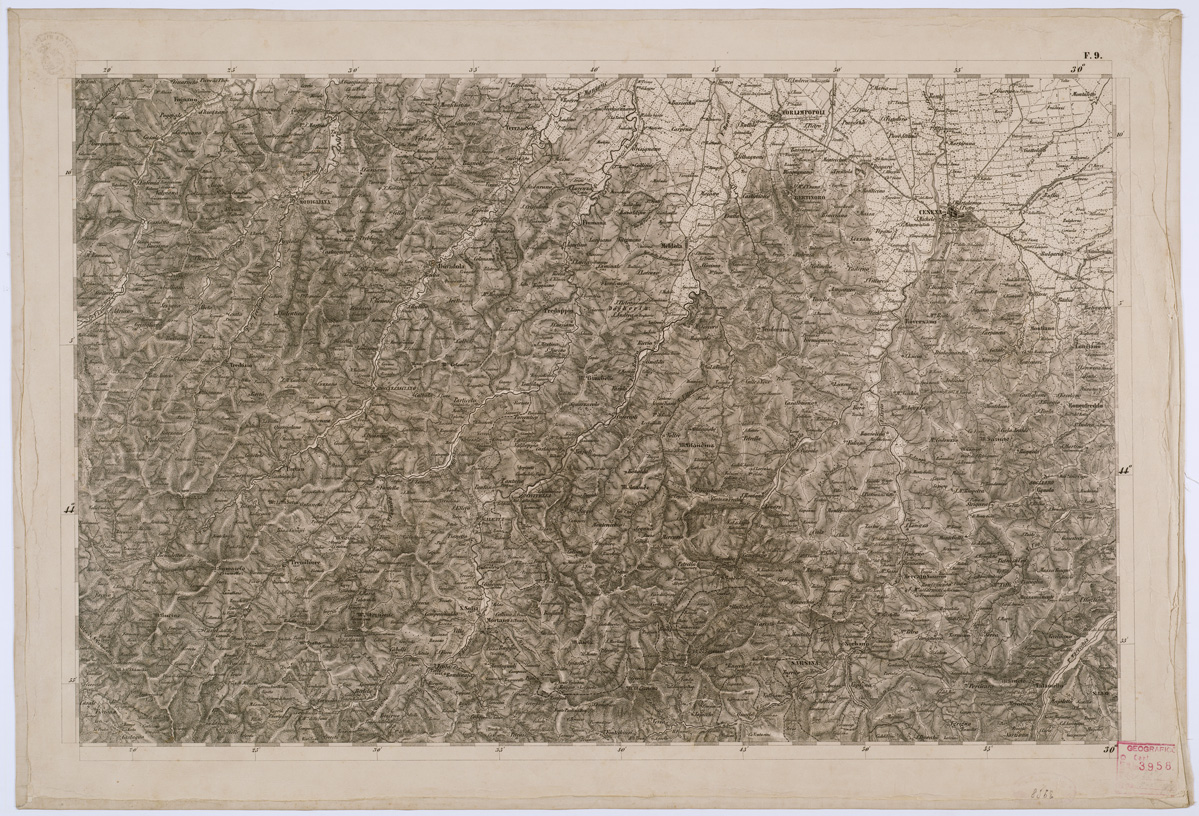 (N:8154) CARTA TOPOGRAFICA DELLO STATO PONTIFICIO E DEL GRAN-DUCATO DI TOSCANA - Tavola F. 9 (B0000216) Carte e stampe antiche: riproduzione a colori su carta (formato A1)