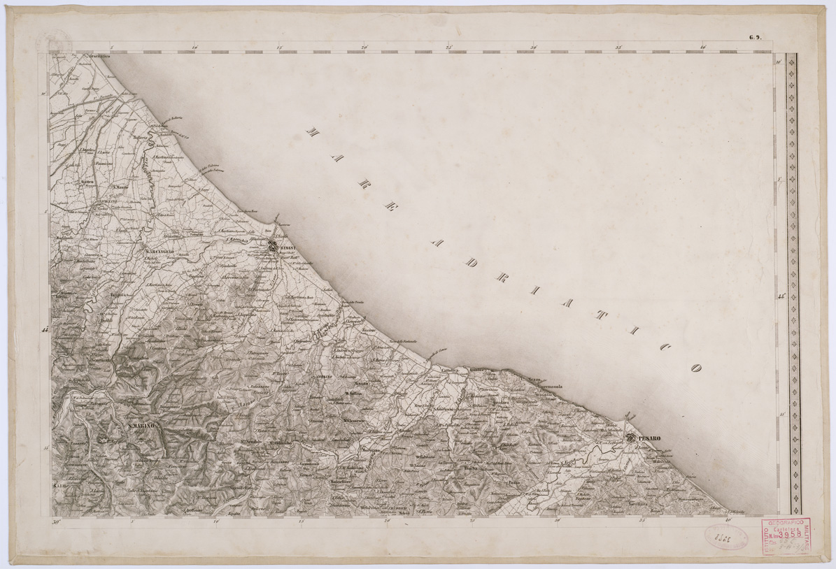 (N:8164) CARTA TOPOGRAFICA DELLO STATO PONTIFICIO E DEL GRAN-DUCATO DI TOSCANA - Tavola G. 9 (B0000221) Carte e stampe antiche: riproduzione a colori su carta (formato A1)