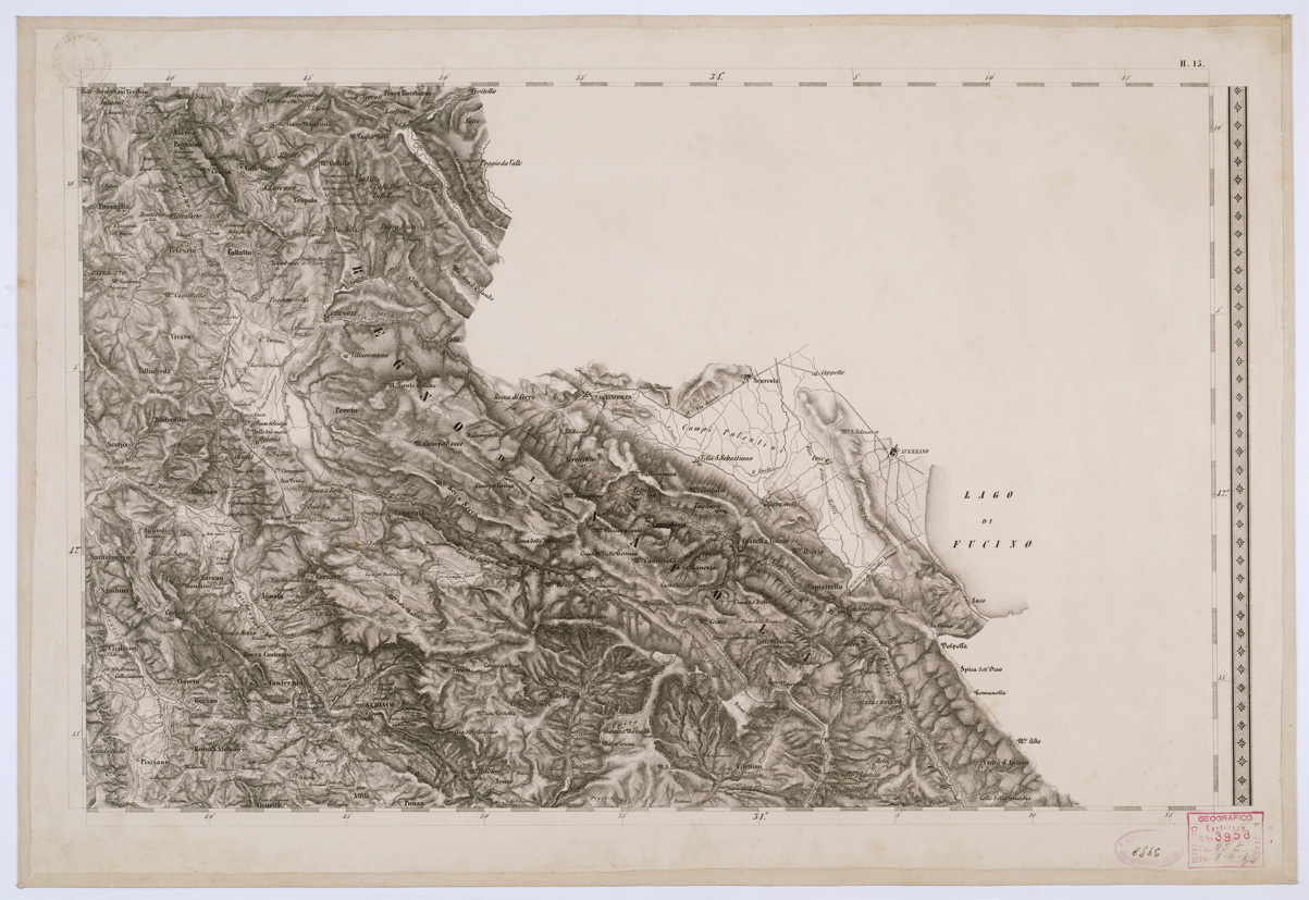 (N:8170) CARTA TOPOGRAFICA DELLO STATO PONTIFICIO E DEL GRAN-DUCATO DI TOSCANA - Tavola H. 15 (B0000230) Carte e stampe antiche: riproduzione a colori su carta (formato A1)