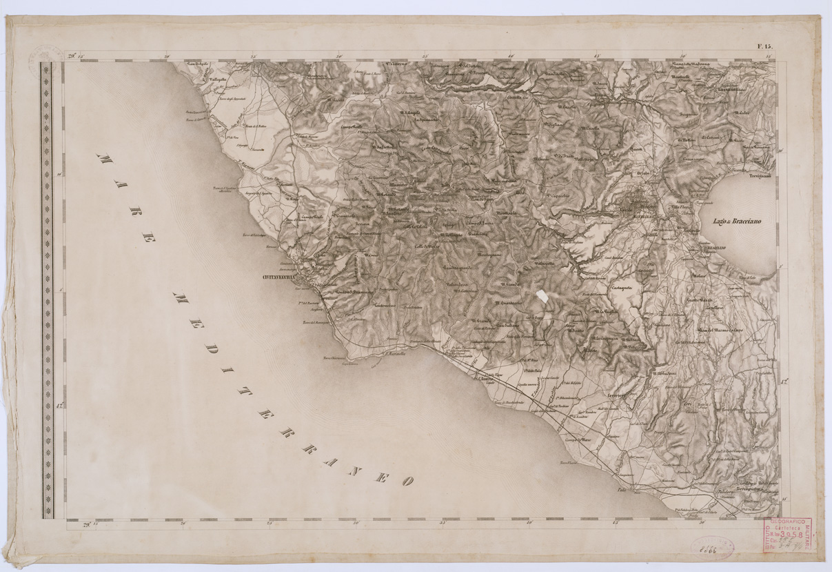 (N:8150) CARTA TOPOGRAFICA DELLO STATO PONTIFICIO E DEL GRAN-DUCATO DI TOSCANA - Tavola F. 15 (B0000236) Carte e stampe antiche: riproduzione a colori su carta (formato A1)