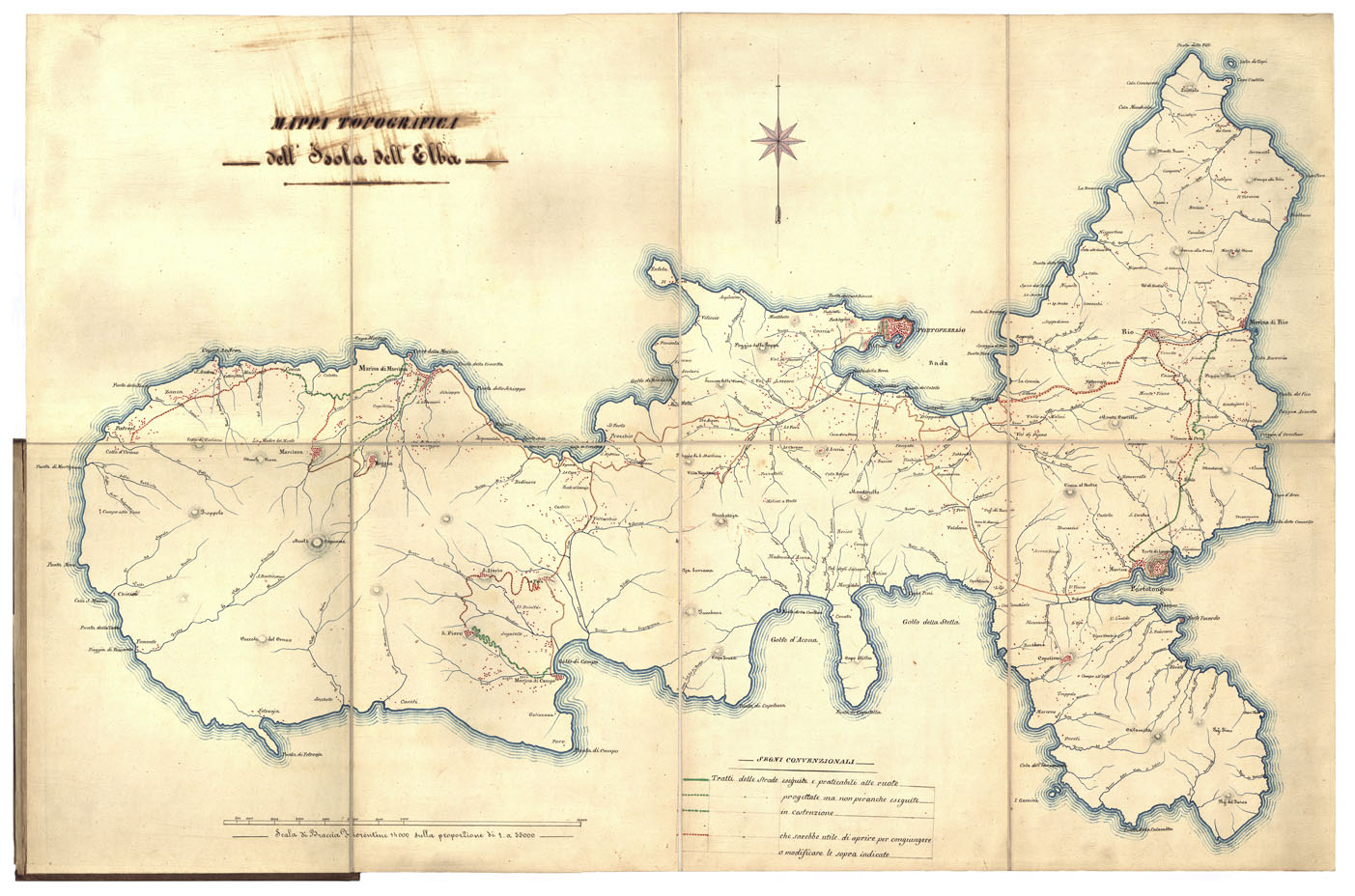 (N:12138) MAPPA TOPOGRAFICA DELL' ISOLA DELL'ELBA - Isola d' Elba (B0000257) Carte e stampe antiche: riproduzione a colori su carta (formato A1)