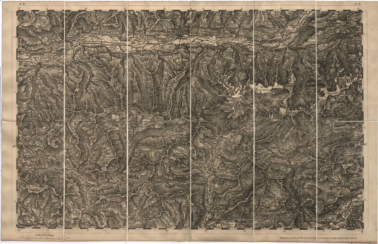 (N:7702) CARTA TOPOGRAFICA DELLA LOMBARDIA, DEL VENETO E DELL'ITALIA CENTRALE - Tavola C3 (B0000274) Carte e stampe antiche: riproduzione a colori su carta (formato A1)