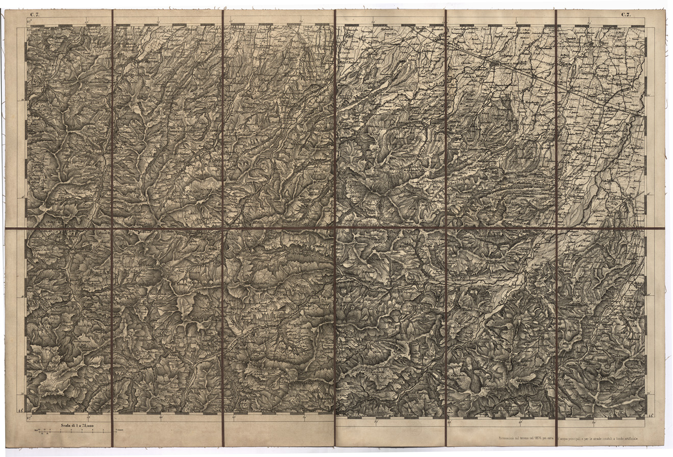 (N:7706) CARTA TOPOGRAFICA DELLA LOMBARDIA, DEL VENETO E DELL'ITALIA CENTRALE - Tavola C7 (B0000278) Carte e stampe antiche: riproduzione a colori su carta (formato A1)
