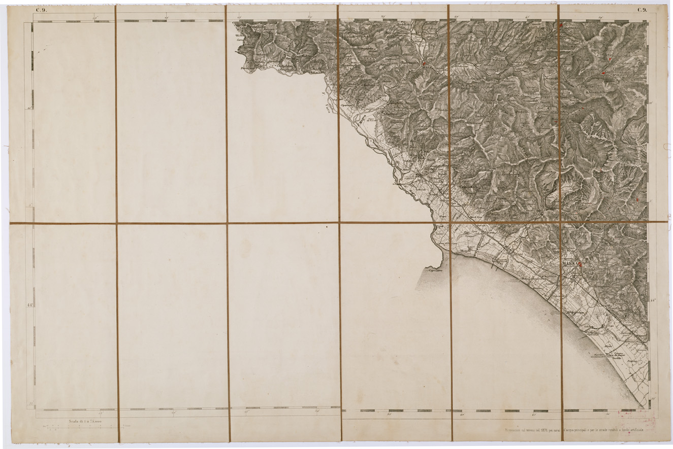 (N:7708) CARTA TOPOGRAFICA DELLA LOMBARDIA, DEL VENETO E DELL'ITALIA CENTRALE - Tavola C9 (B0000280) Carte e stampe antiche: riproduzione a colori su carta (formato A1)