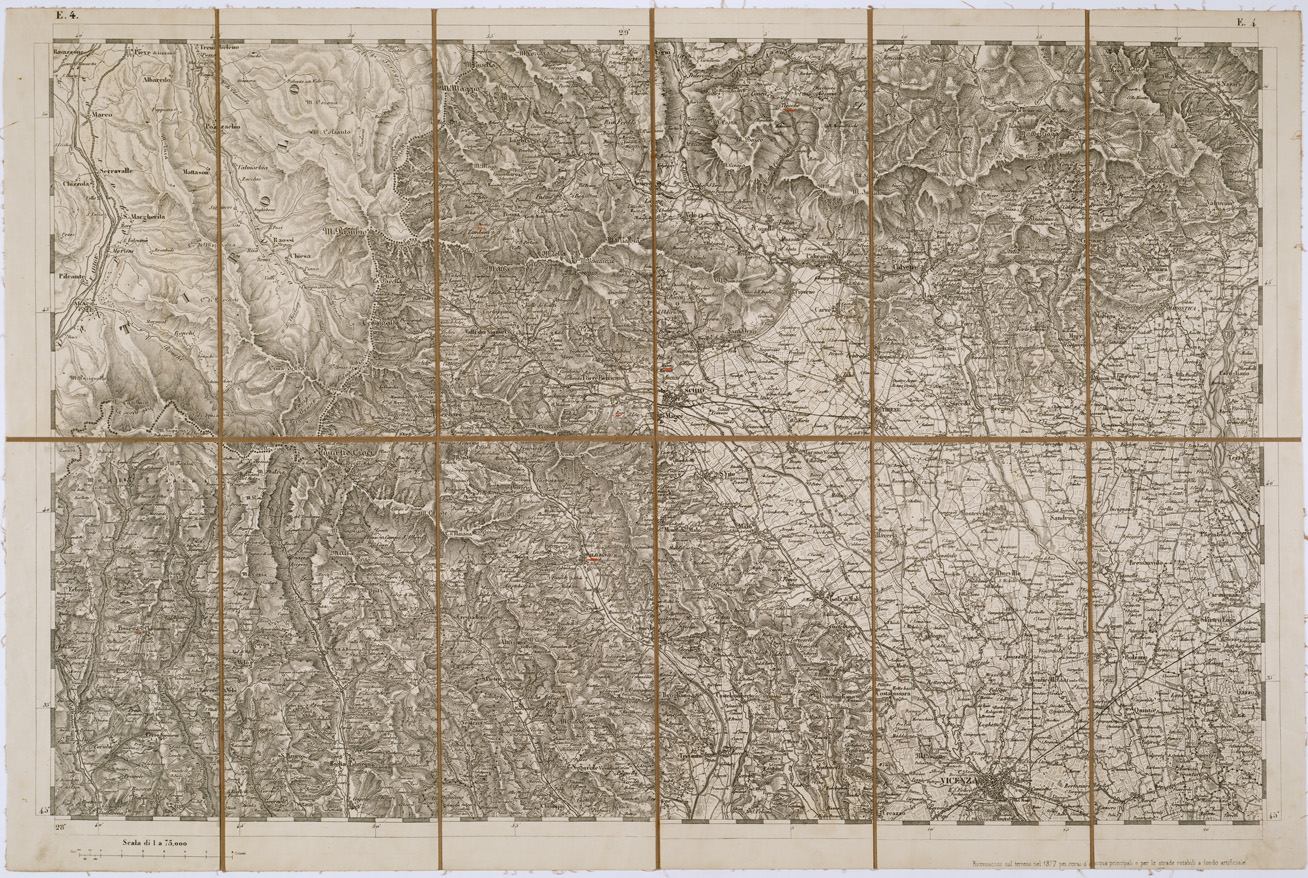 (N:7728) CARTA TOPOGRAFICA DELLA LOMBARDIA, DEL VENETO E DELL'ITALIA CENTRALE - Tavola E4 (B0000292) Carte e stampe antiche: riproduzione a colori su carta (formato A1)