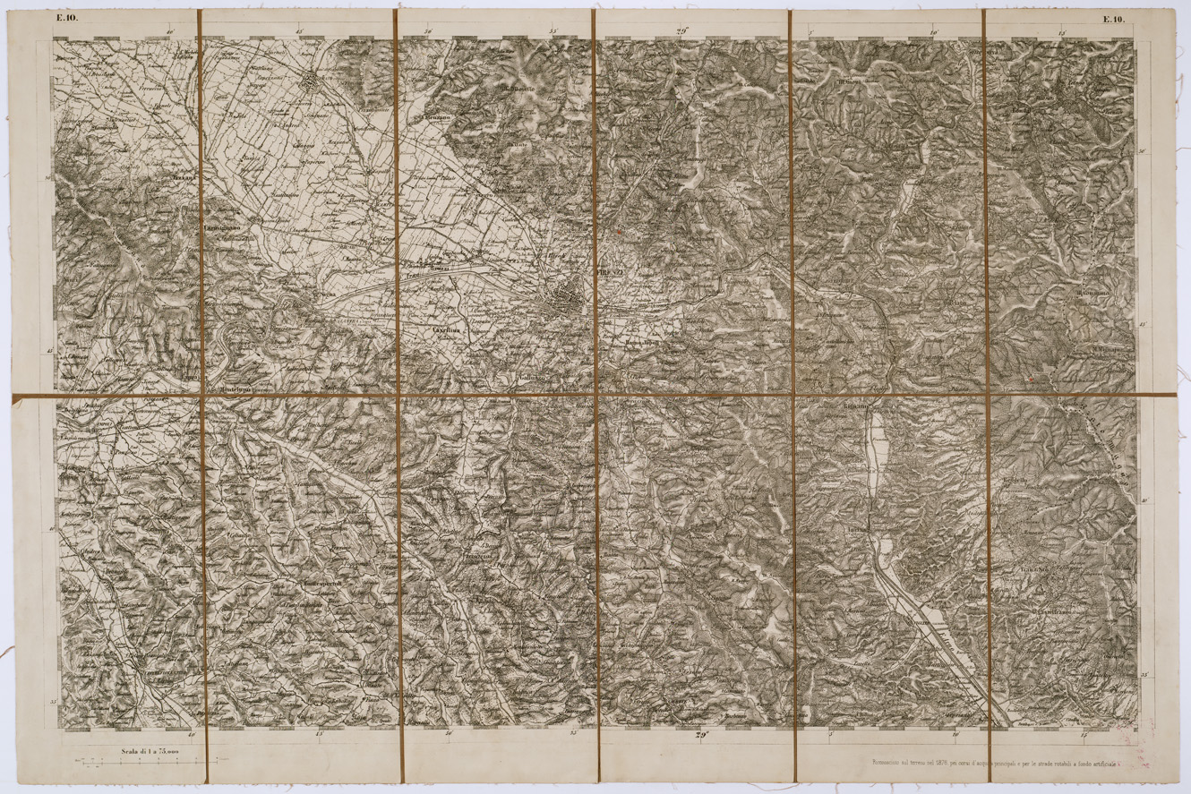 (N:7722) CARTA TOPOGRAFICA DELLA LOMBARDIA, DEL VENETO E DELL'ITALIA CENTRALE - Tavola E10 (B0000298) Carte e stampe antiche: riproduzione a colori su carta (formato A1)