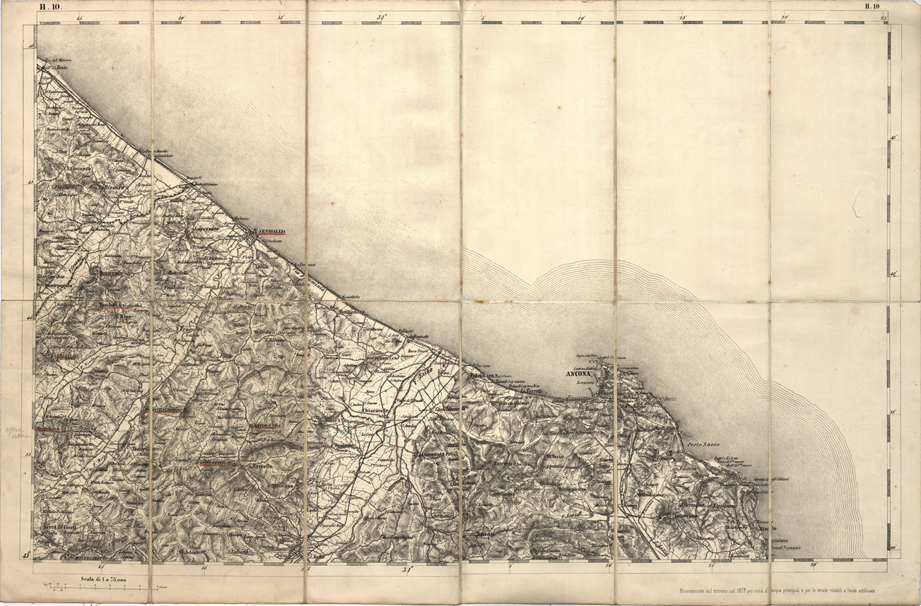 (N:7767) CARTA TOPOGRAFICA DELLA LOMBARDIA, DEL VENETO E DELL'ITALIA CENTRALE - Tavola H10 (B0000319) Carte e stampe antiche: riproduzione a colori su carta (formato A1)