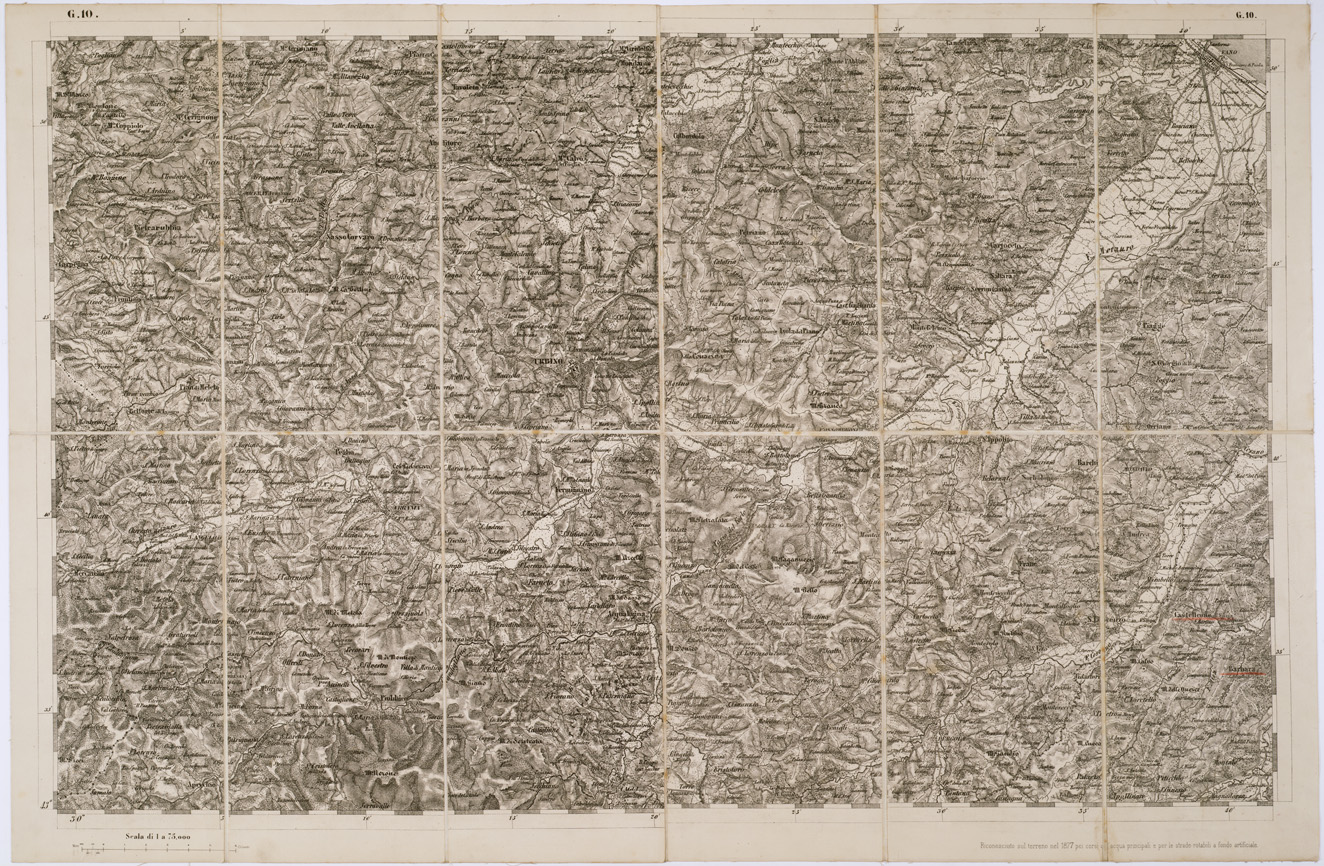 (N:7752) CARTA TOPOGRAFICA DELLA LOMBARDIA, DEL VENETO E DELL'ITALIA CENTRALE - Tavola G10 (B0000325) Carte e stampe antiche: riproduzione a colori su carta (formato A1)