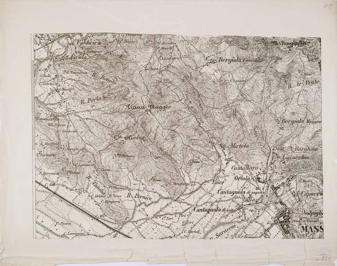 (N:1468) CARTA DEI DINTORNI DEL FORTE DI MONTE BASTIONE - Tavola 12 bis (B0000406) Carte e stampe antiche: riproduzione a colori su carta (formato A1)